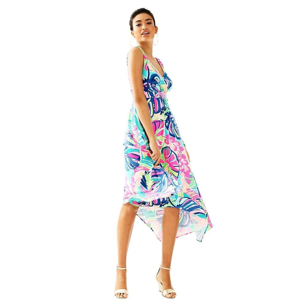 Lilly Pulitzer Sloane Midi Dress Exotic Garden Summer Beachy Preppy Party XXS